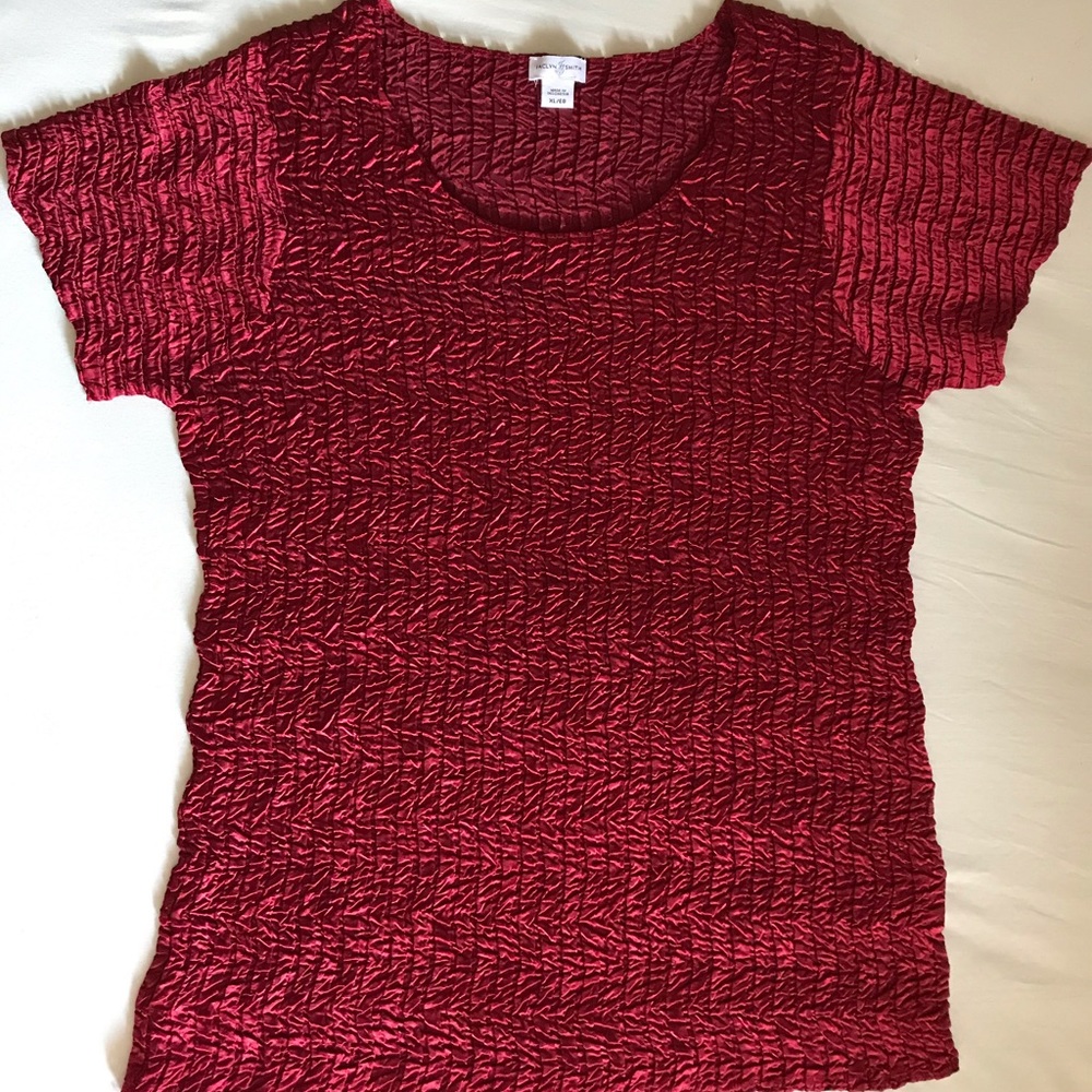 Jacklyn Smith Scrunchy Top Deep Red Blouse